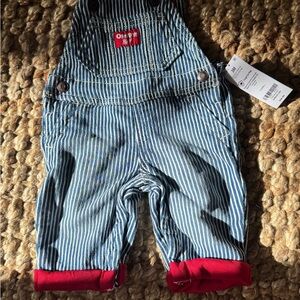 OshKosh B'gosh Striped Overalls with Red Cuffs